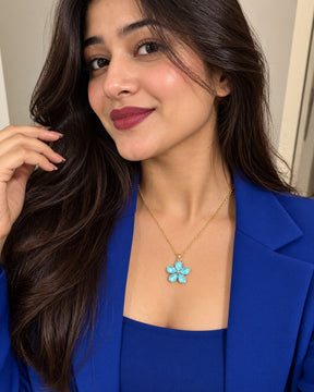 Blue Crystal Flower Pendant
