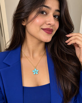 Blue Crystal Flower Pendant