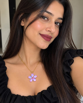 Purple Crystal Flower Pendant