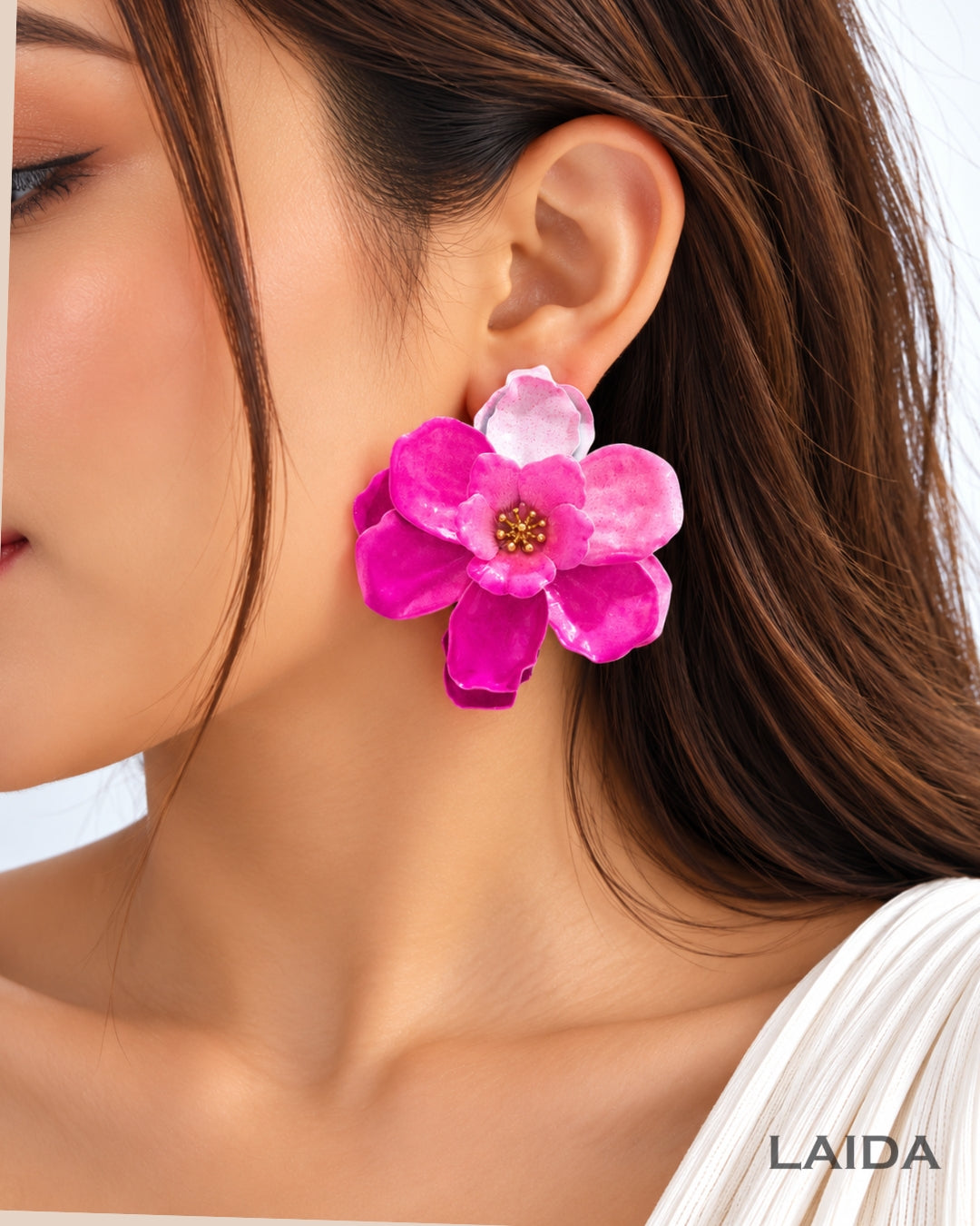 Pink Floral Stud Earrings