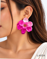 Pink Floral Stud Earrings