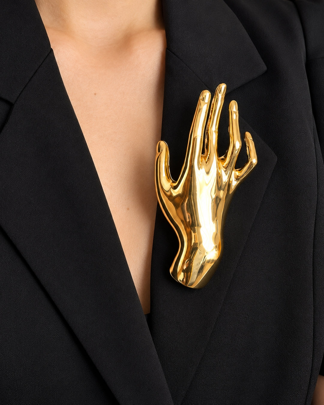 Vintage Golden Hand Brooch