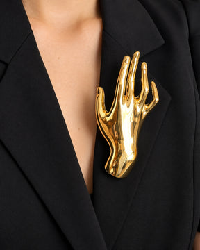 Vintage Golden Hand Brooch
