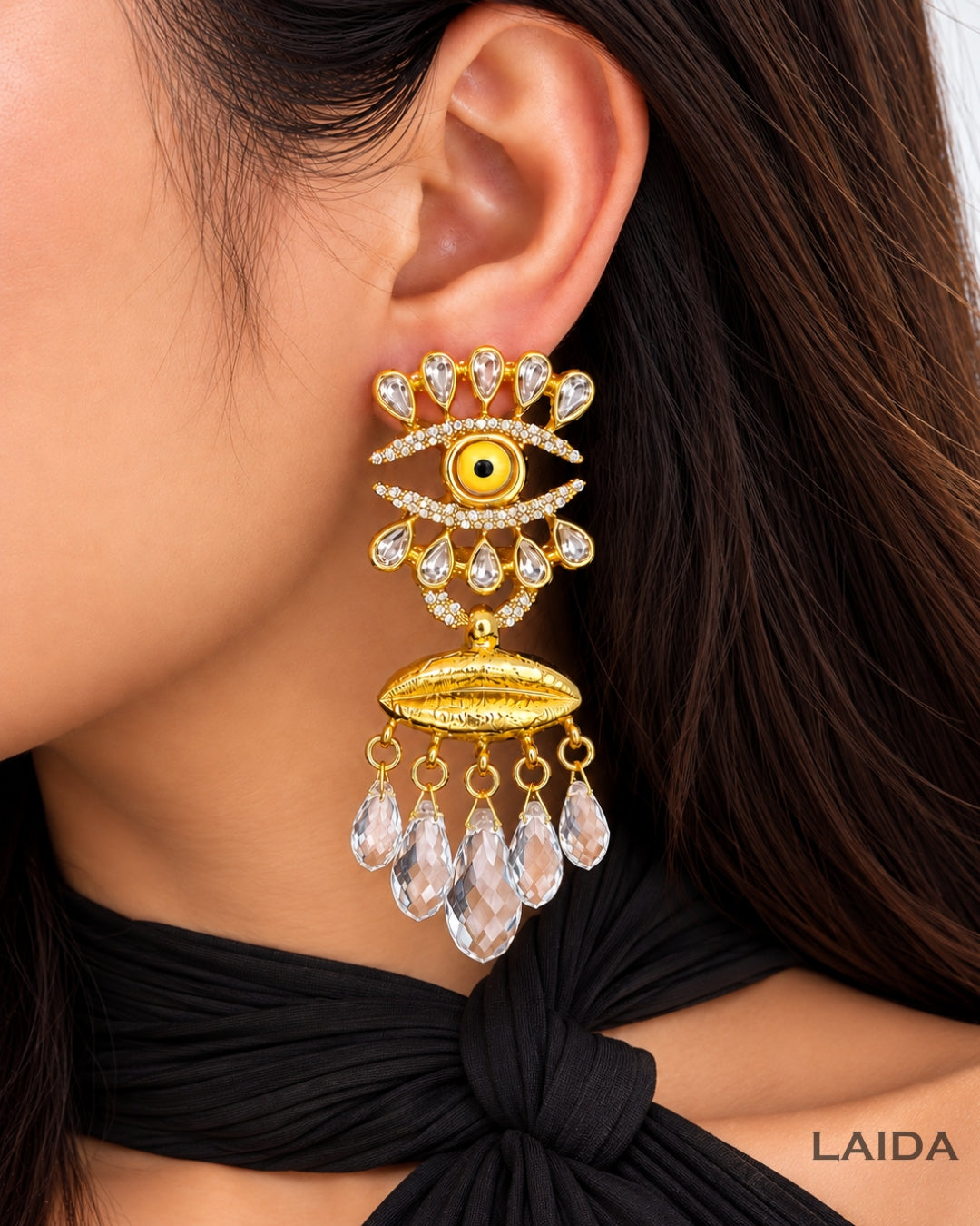 Vintage Evil Eye Lips Tassel Drop Earrings