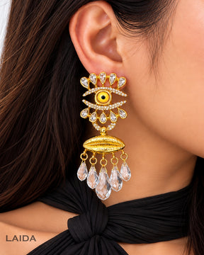 Vintage Evil Eye Lips Tassel Drop Earrings