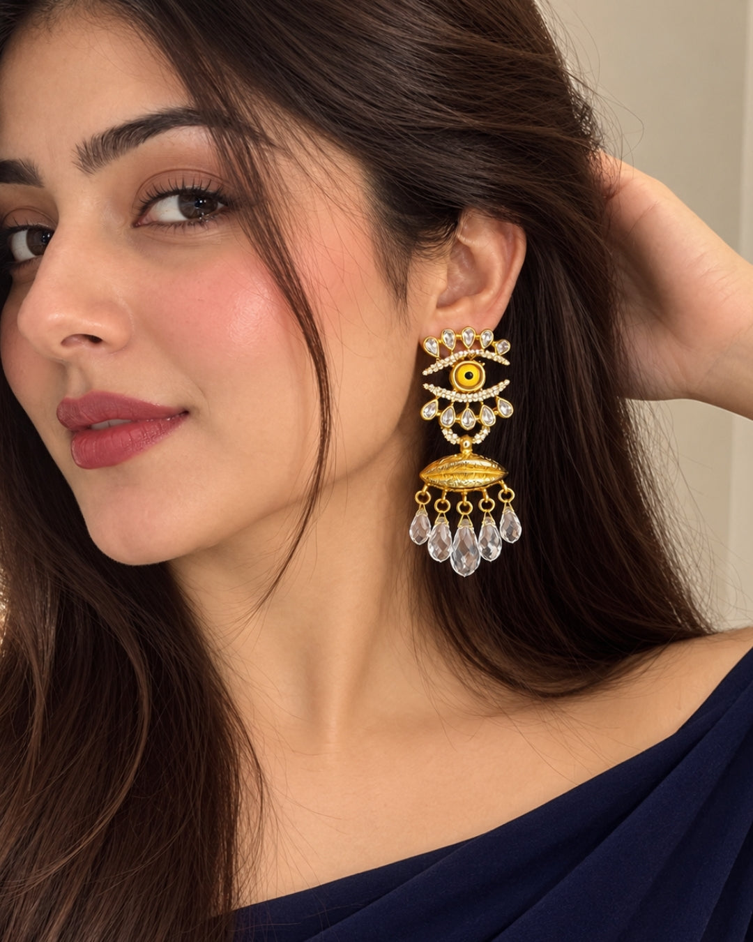 Vintage Evil Eye Lips Tassel Drop Earrings