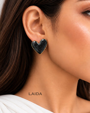Black Heart Stud Earrings