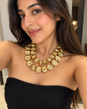 Golden Two Layered Chunky Necklace
