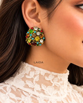 Multi Rhinestone Stud Earrings