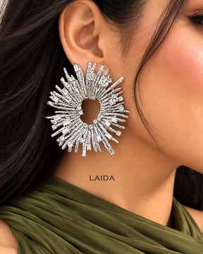Silver Hollow Sun Drop Earrings