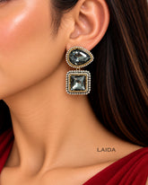 Vintage Grey Crystal Stud Earrings