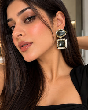 Vintage Grey Crystal Stud Earrings