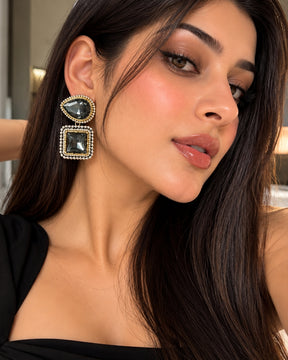 Vintage Grey Crystal Stud Earrings