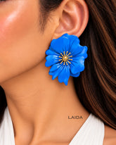 Vintage Blue Floral Stud Earrings