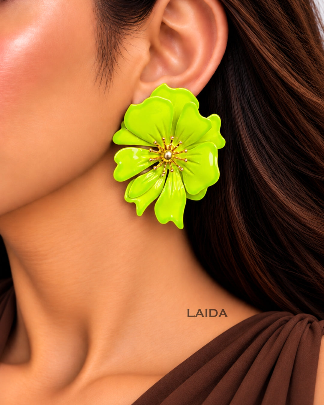 Vintage Neon Floral Stud Earrings