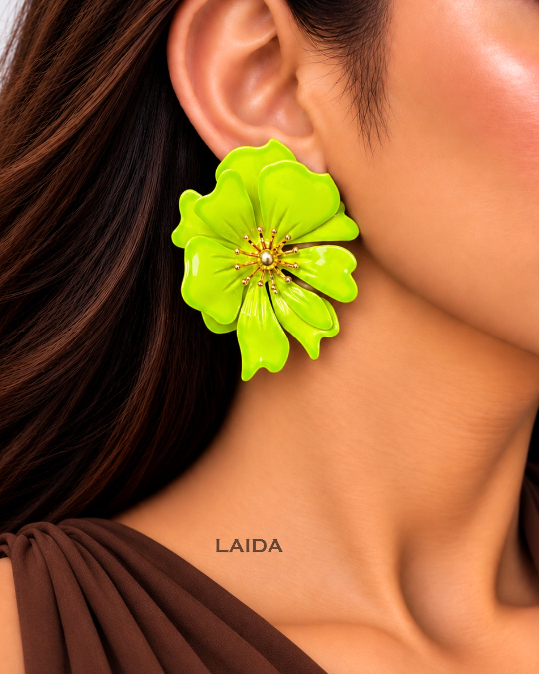 Vintage Neon Floral Stud Earrings