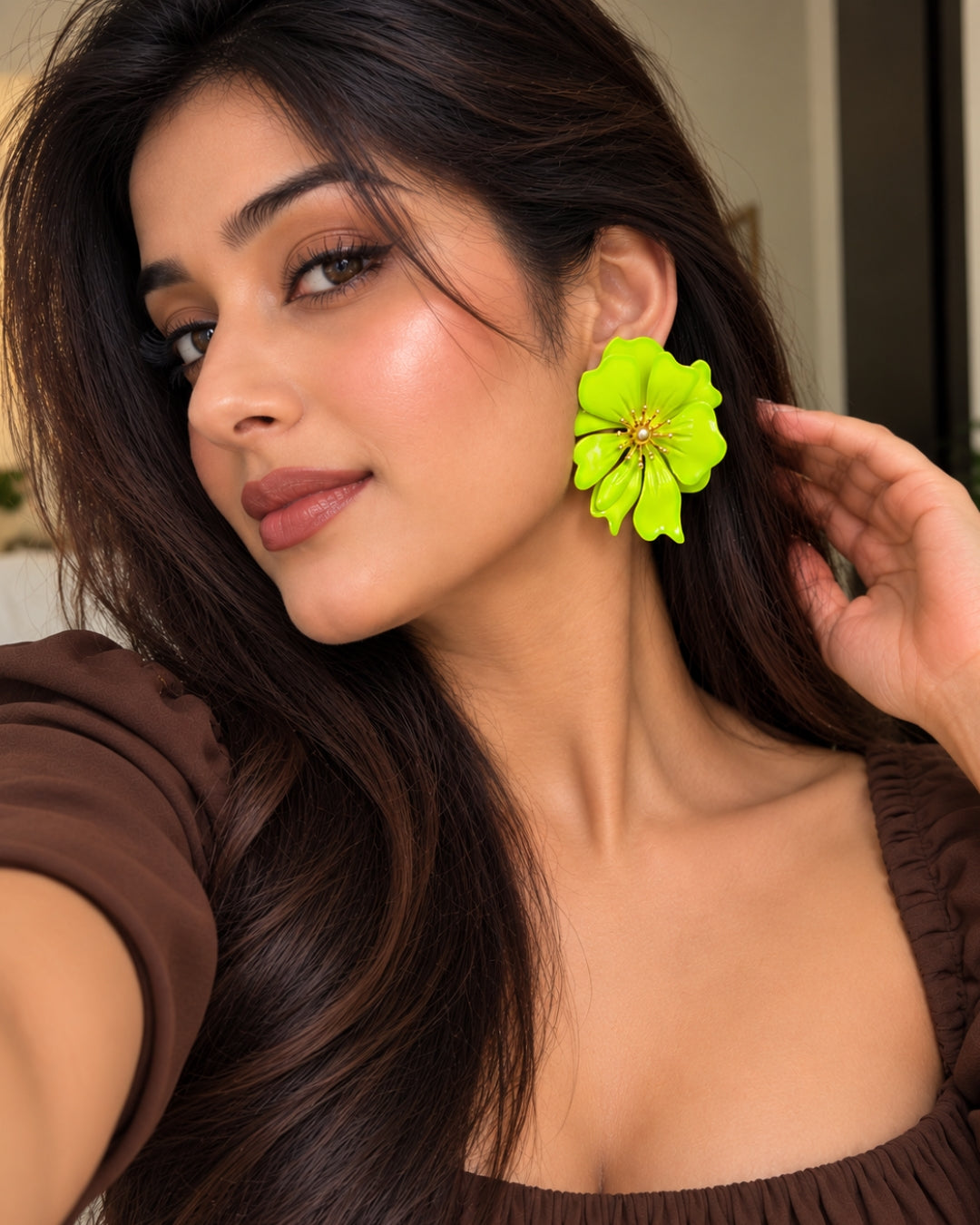 Vintage Neon Floral Stud Earrings