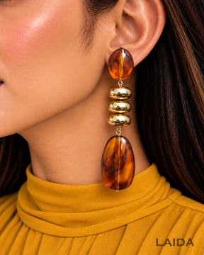 Amber Acrylic Resin Drop Earrings