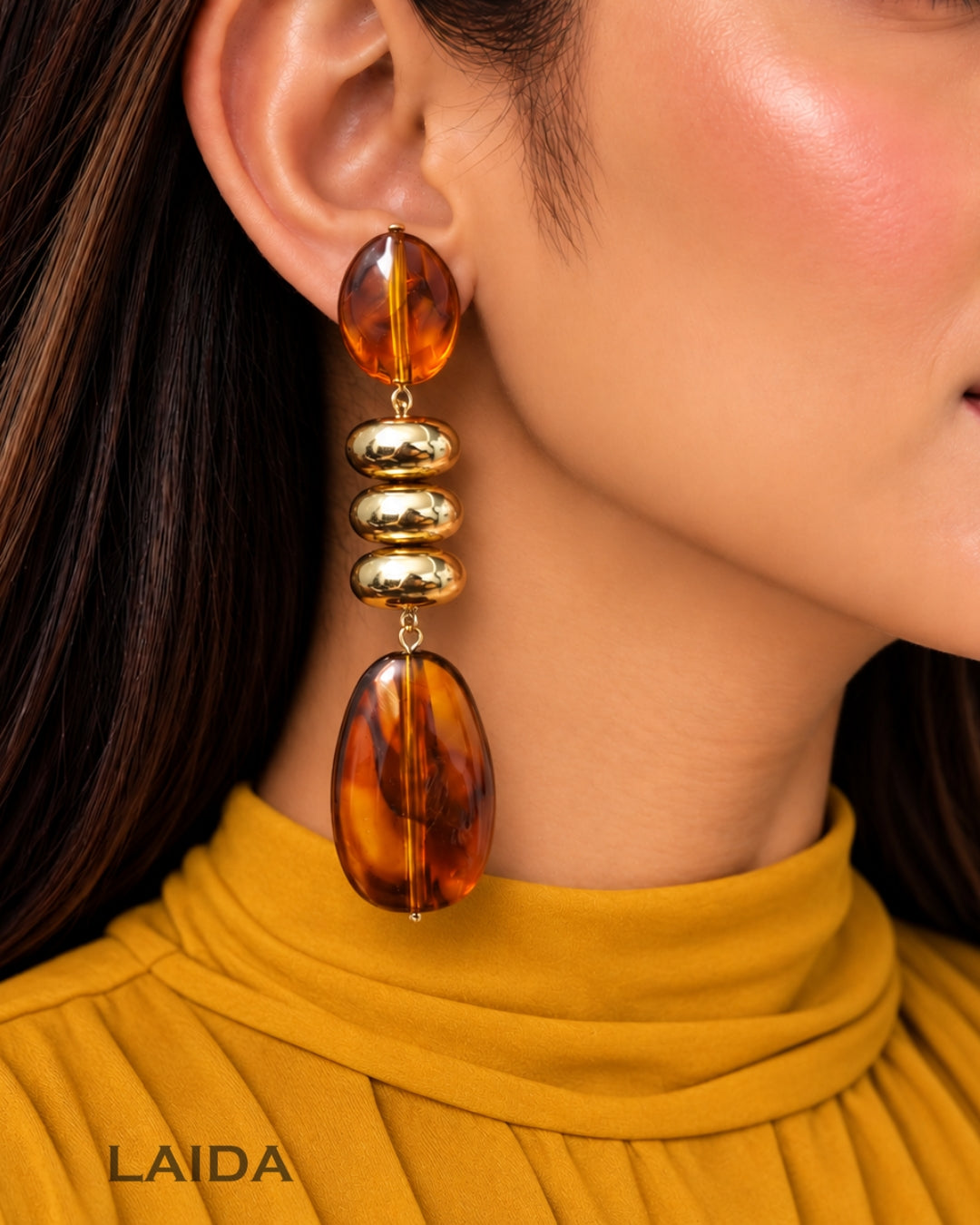 Amber Acrylic Resin Drop Earrings