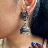 Laida Silver-Plated Oxidised Classic Jhumkas Earrings