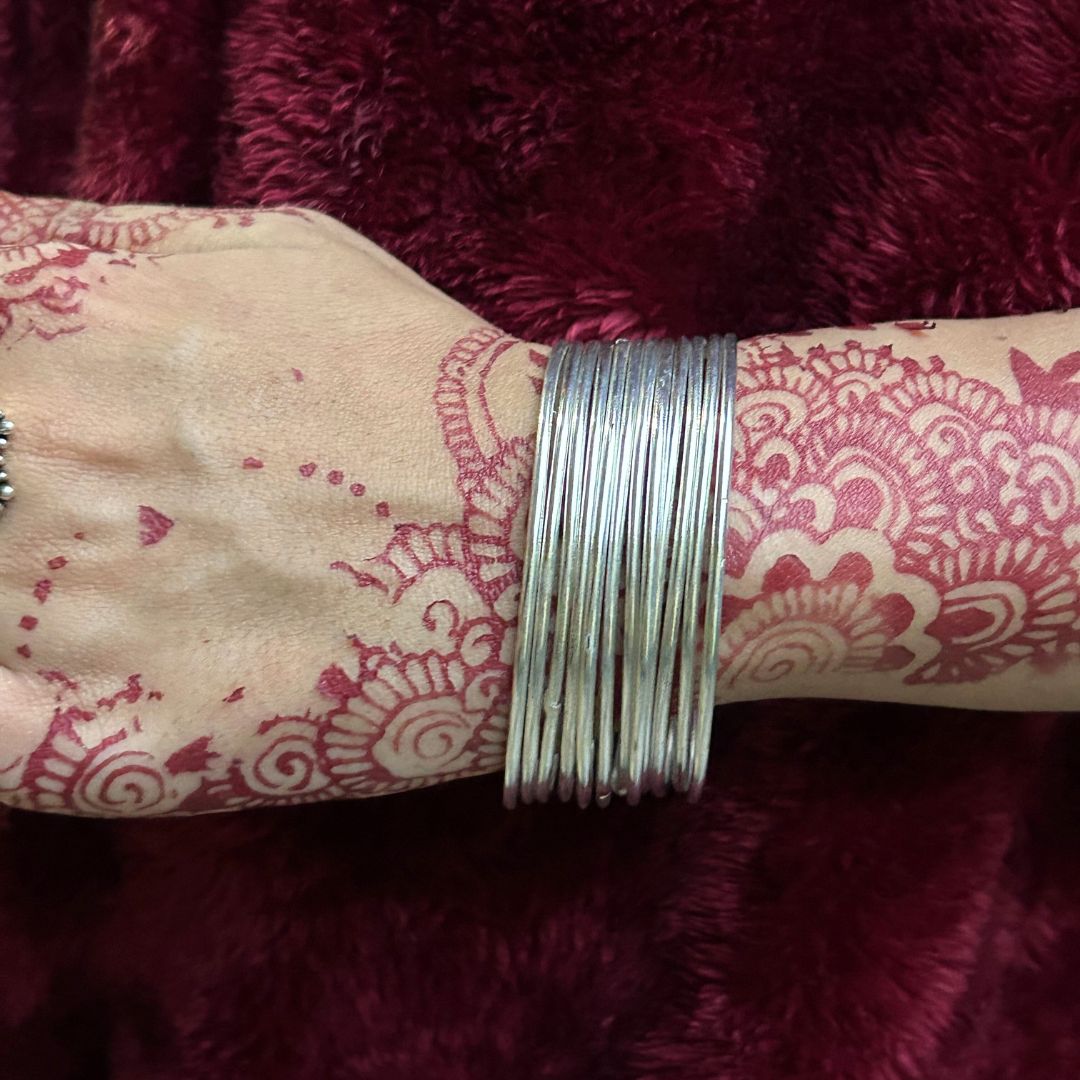 Laida Set of 12 German Silver Silver-Plated Oxidised Bangles