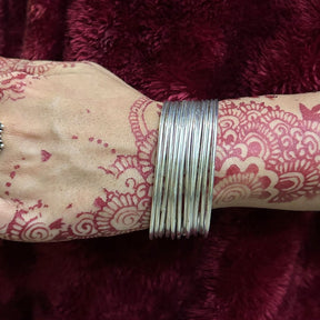 Laida Set of 12 German Silver Silver-Plated Oxidised Bangles