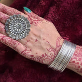 Laida Set of 12 German Silver Silver-Plated Oxidised Bangles
