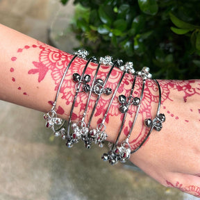 Laida Set of 8 Rhodium-Plated Oxidised Bangles