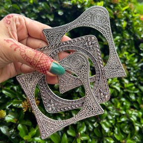 Laida Set of 2 German Silver Silver-Plated Oxidised Square Bangles