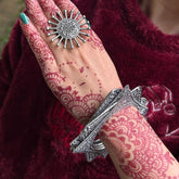 Laida Set of 2 German Silver Silver-Plated Oxidised Square Bangles