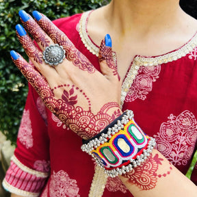 Ring of Flower Silver Oxidized Adjustable Finger Ring - Set of 3