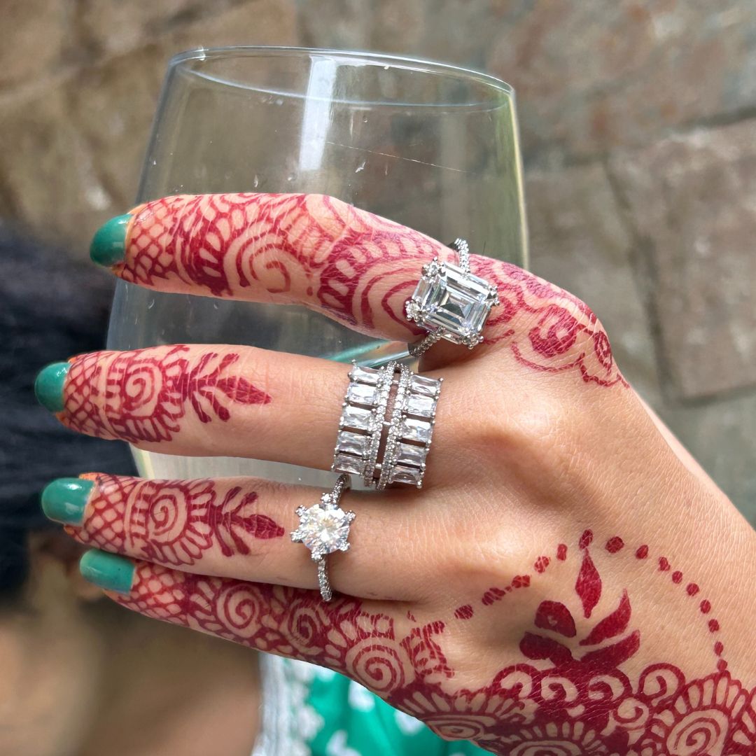 Solitarie Silver American Diamond Finger- Ring