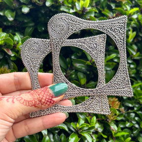 Laida Set of 2 German Silver Silver-Plated Oxidised Square Bangles