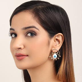 LAIDA Gold Plated Multi Evil Eye Hoops