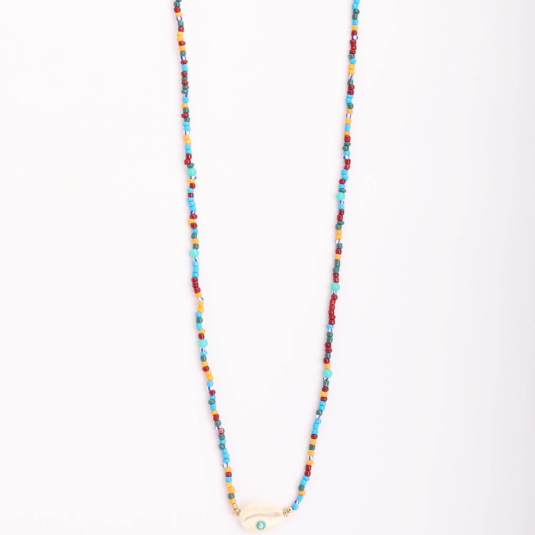 LAIDA Multi Layered Blue Evil Eye Shell Long Chain