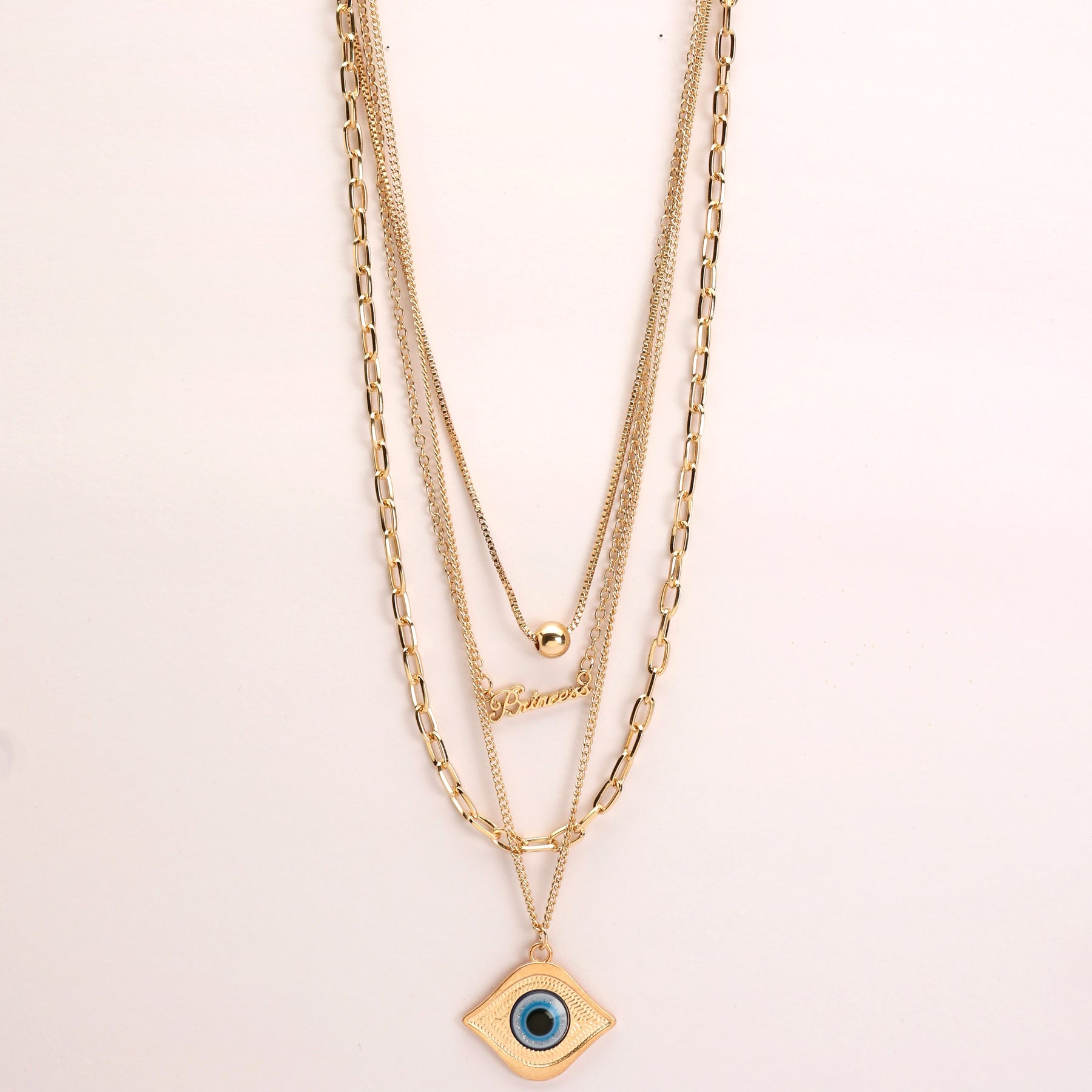 Bold Evil Eye Multi Layered Chain Pendant