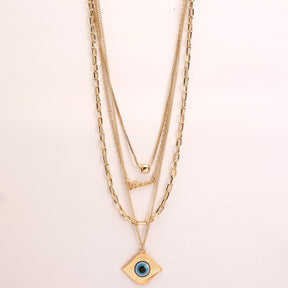 Bold Evil Eye Multi Layered Chain Pendant