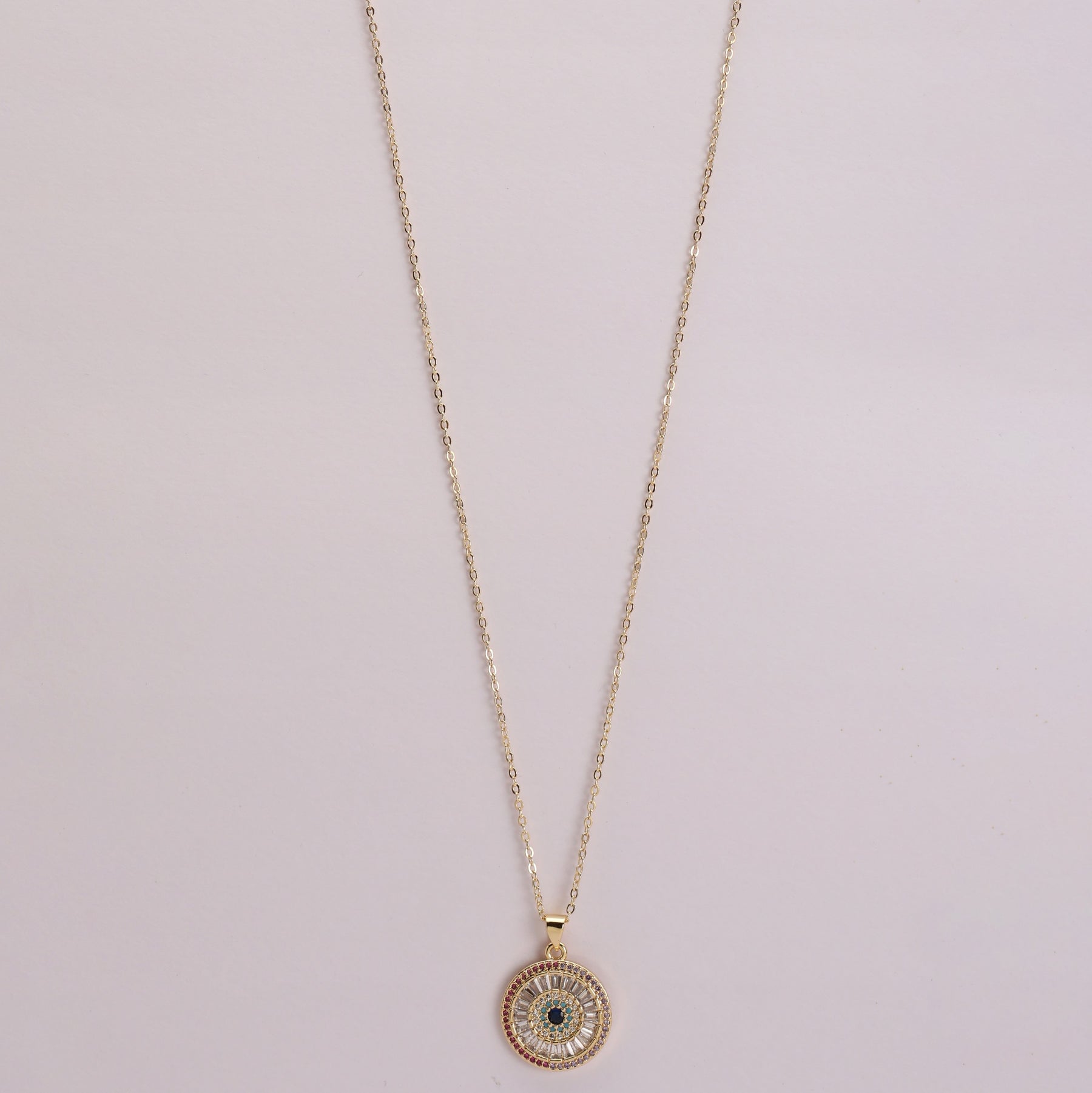 LAIDA Gold Plated American Diamond Polki Evil Eye Pendant