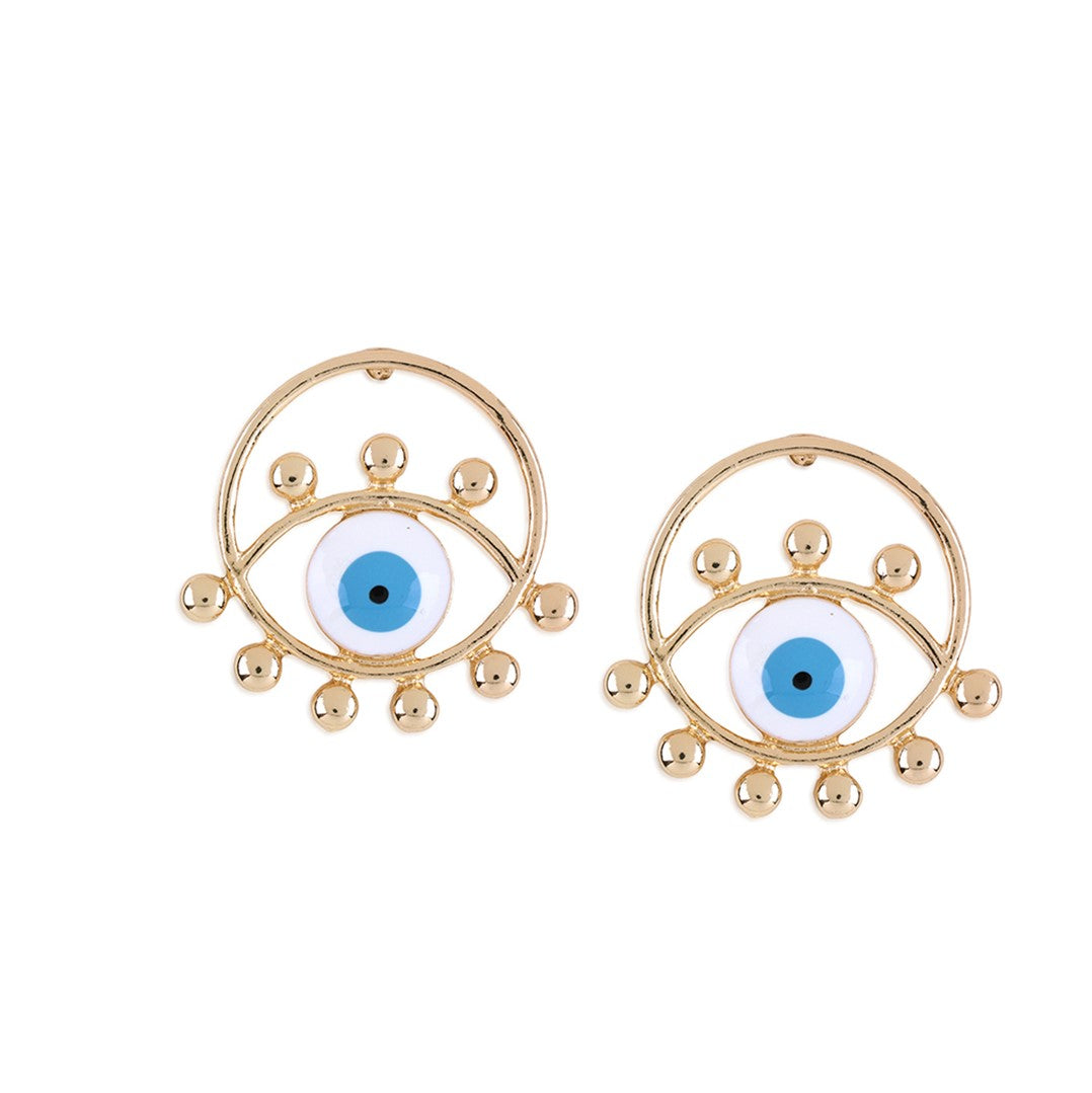 LAIDA Gold Plated Multi Evil Eye Hoops