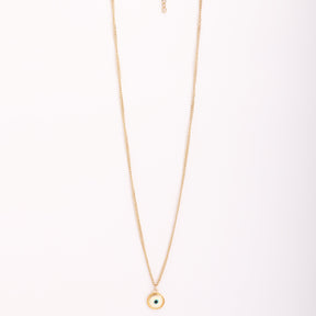 LAIDA Multi Layered Blue Evil Eye Shell Long Chain