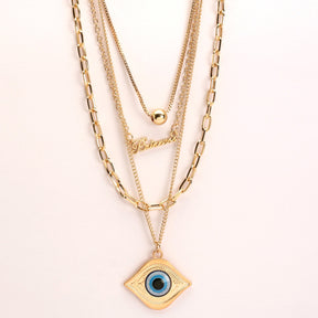 Bold Evil Eye Multi Layered Chain Pendant