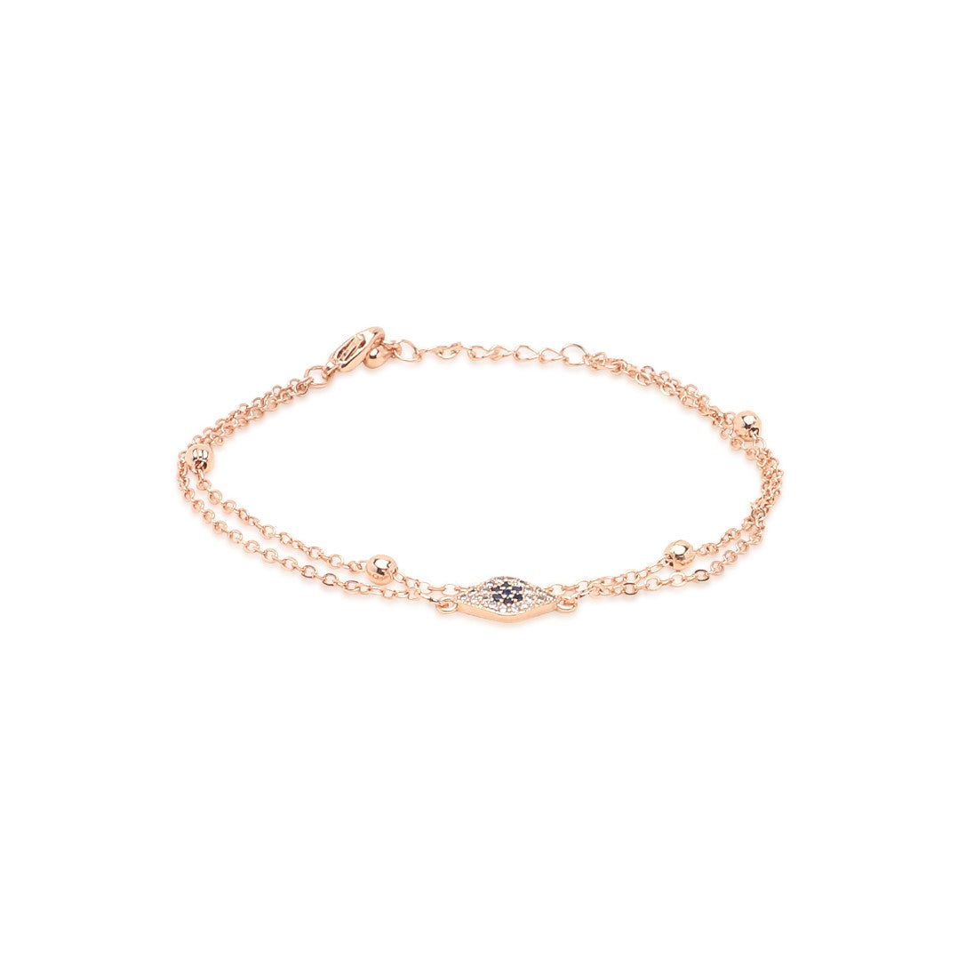 LAIDA Rose Gold Plated Evil Eye Adjustable Bracelet