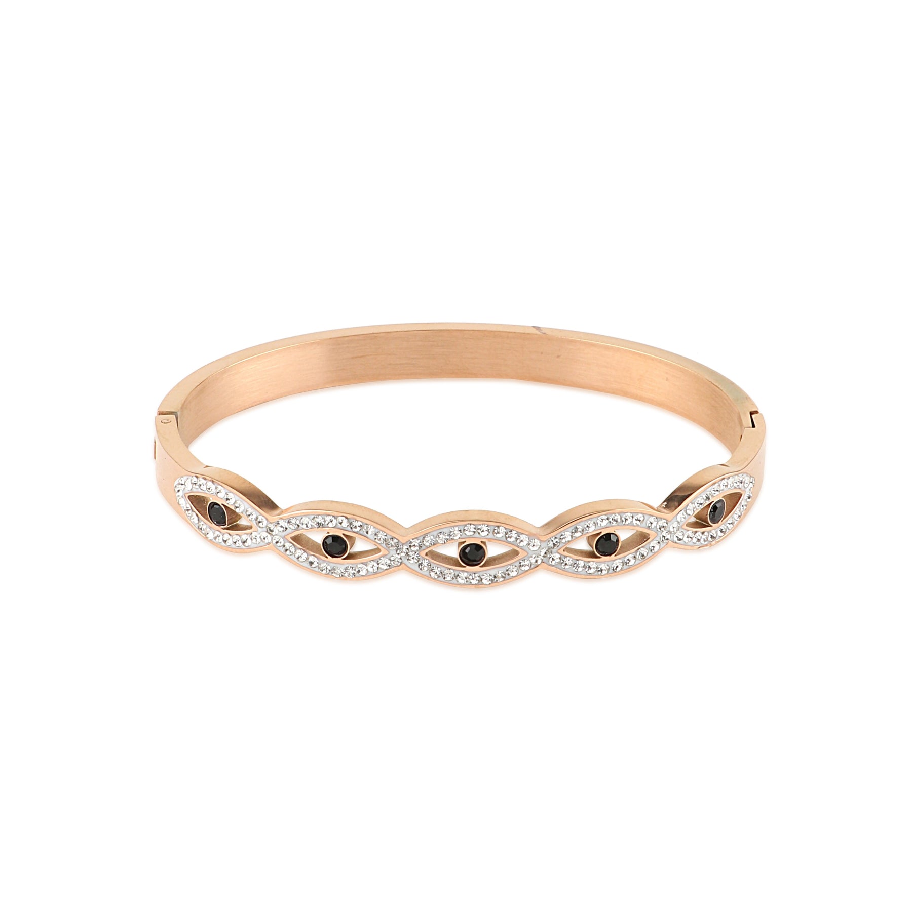 Anne Rose Gold Plated Multi Evil Eye - Bangle Bracelet