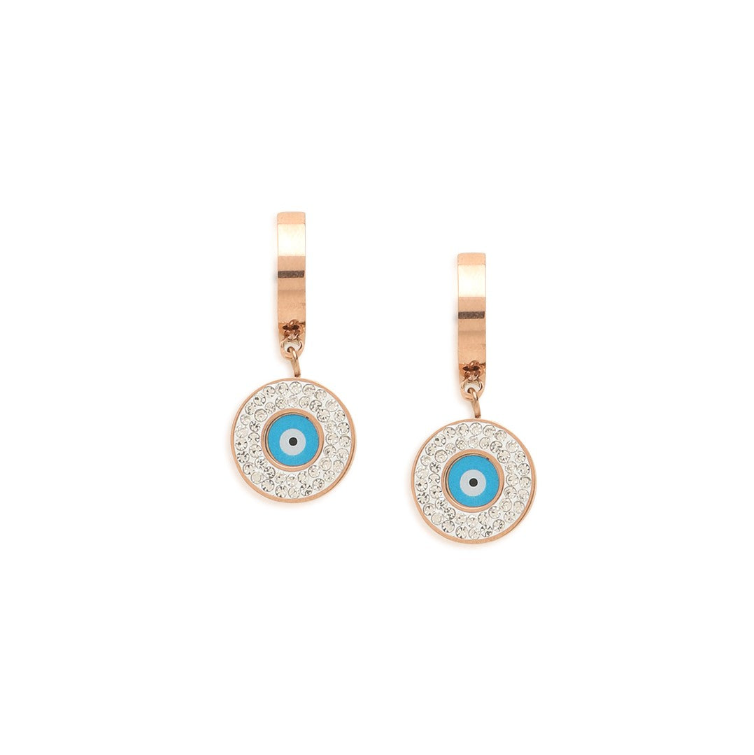 LAIDA Rose gold Evil Eye Hoops