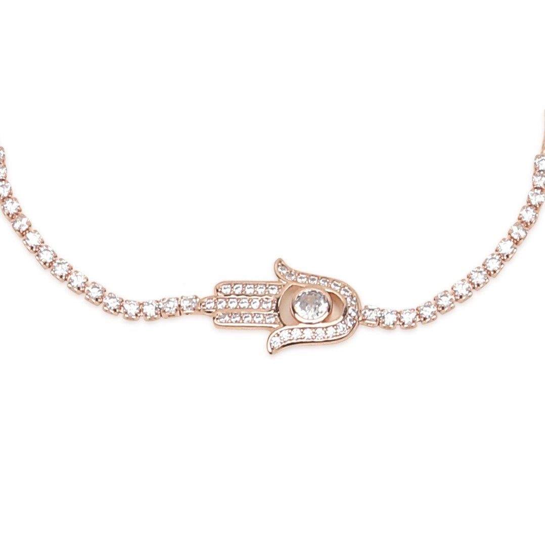 LAIDA Rose Gold Plated Hamsa Adjustable Barcelet