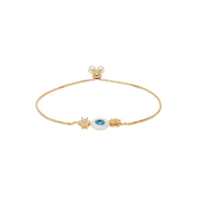 LAIDA Gold Plated floral Evil Eye Adjustable Barcelet
