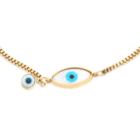 LAIDA Gold Plated White Evil Eye Adjustable Barcelet