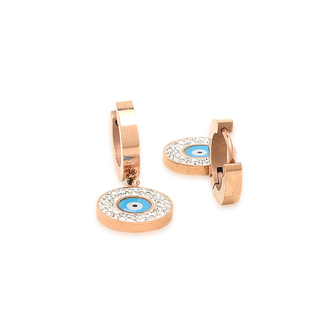 LAIDA Rose gold Evil Eye Hoops