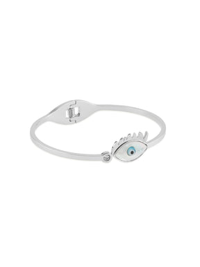 LAIDA Silver Plated Evil Eye lashes Bangle Bracelet