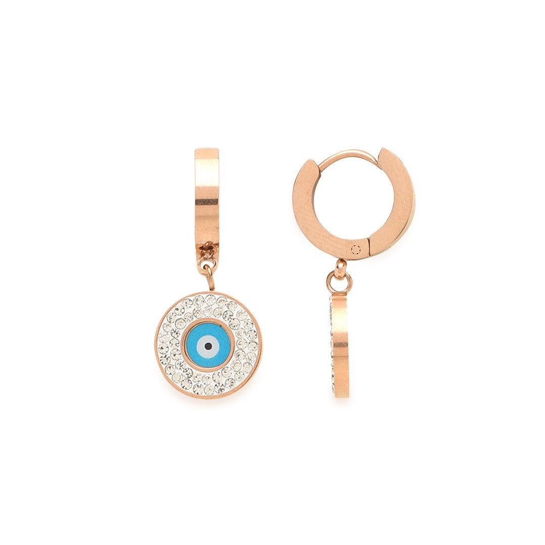 LAIDA Rose gold Evil Eye Hoops